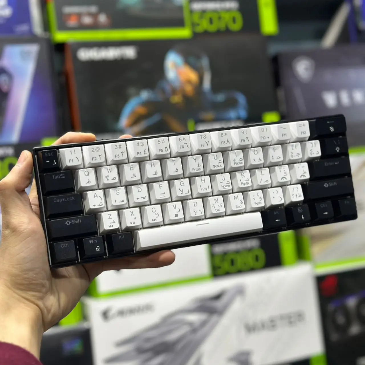CLAVIER MECANIQUE GAMING GMK-610 WHITE-BLACK BLUE-SWITCH RGB